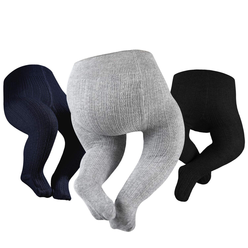 Collants tricotés torsadés Petrass pour bébé fille, collants en coton sans coutures, pour nouveau-né, leggings sans coutures, noir/gris/bleu mari