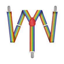 Bretelle arcobaleno Man of Men per uomo - Bretelle elastiche regolabili da 1 pollice di larghezza a forma di Y per costumi da donna e uomo, clip