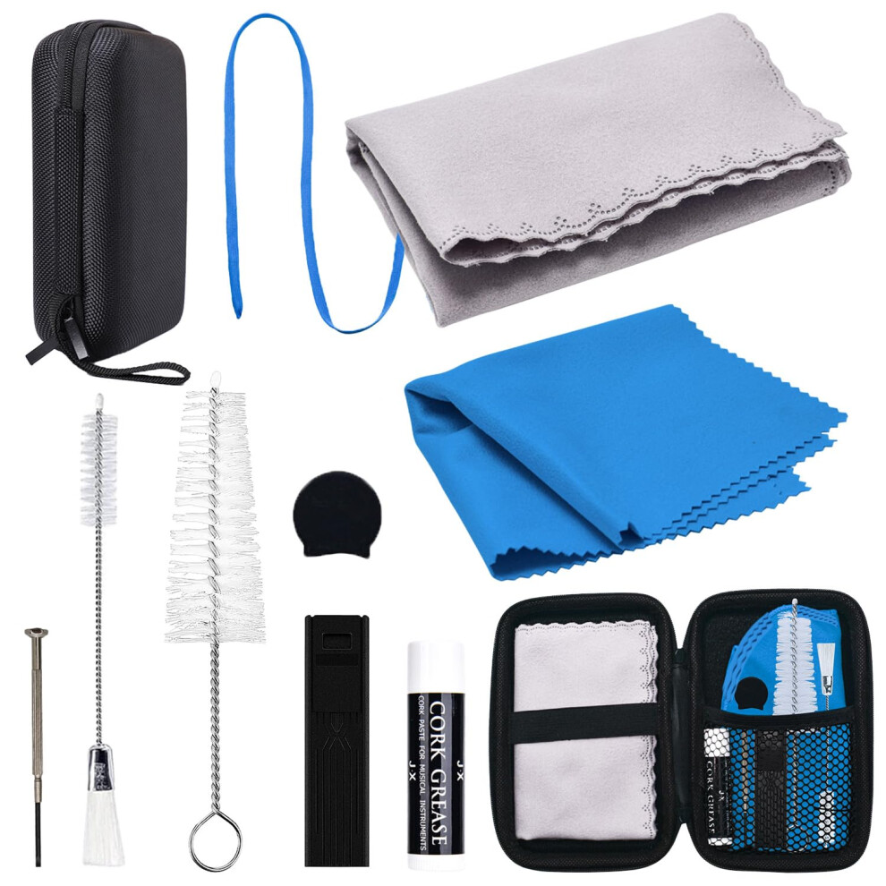 SKYNEO Clarinet Cleaning Kit Saxophone Cleaning Kit Clarinet & Saxophone Care Kit Maintenance Kit with Case for Wind & Woodwind Instrument
