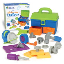 Learning Resources New Sprouts All-in-One Toolbox Toddler Tool Set Montessori Play Toolbox Preschool Learning Activities 18 Pieces Ages 2+