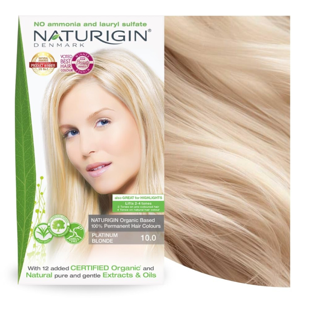 Naturigin Permanent Hair Dye 10.0 Platinum Blonde Ammonia And Paraben Free Up To 100% Gray Hair Coverage Long Lasting Vegan Cruelty Free