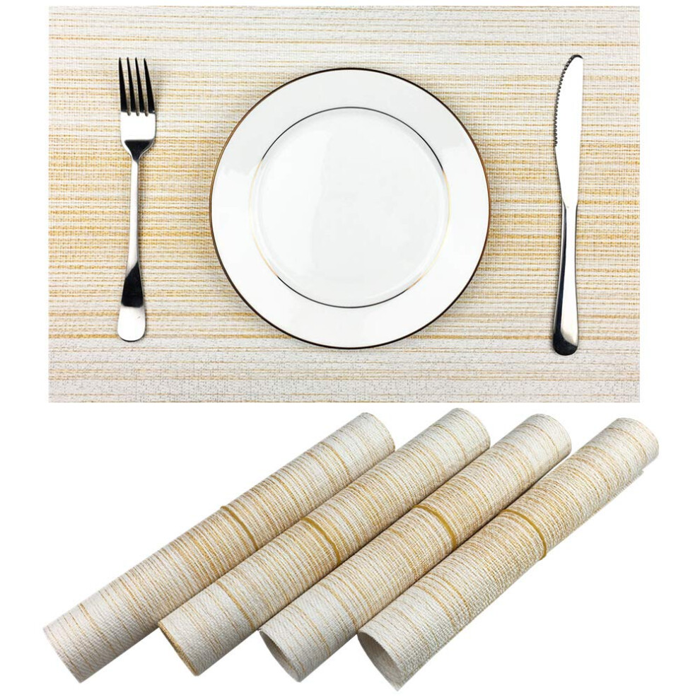 Mantel Individual De Vinilo Tejido Duradero Con Colores Combinados, Lavable, Resistente Al Calor, Antideslizante, Para Mesa De Cocina Y Comedor (-image