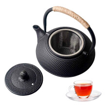 Hwagui - Japanse gietijzeren theepot met roestvrijstalen zetgroep voor losse thee en theezakjes Gietijzeren theeketel Kookplaatveilig 600 ml/20 oz
