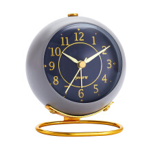 rjuwurv Metal Desk Alarm Clock Retro Bedroom Table Vintage Analog Alarm Clock Silent Non-Ticking Gold Alarm Clock Bedside D?cor(Sinor Gray)
