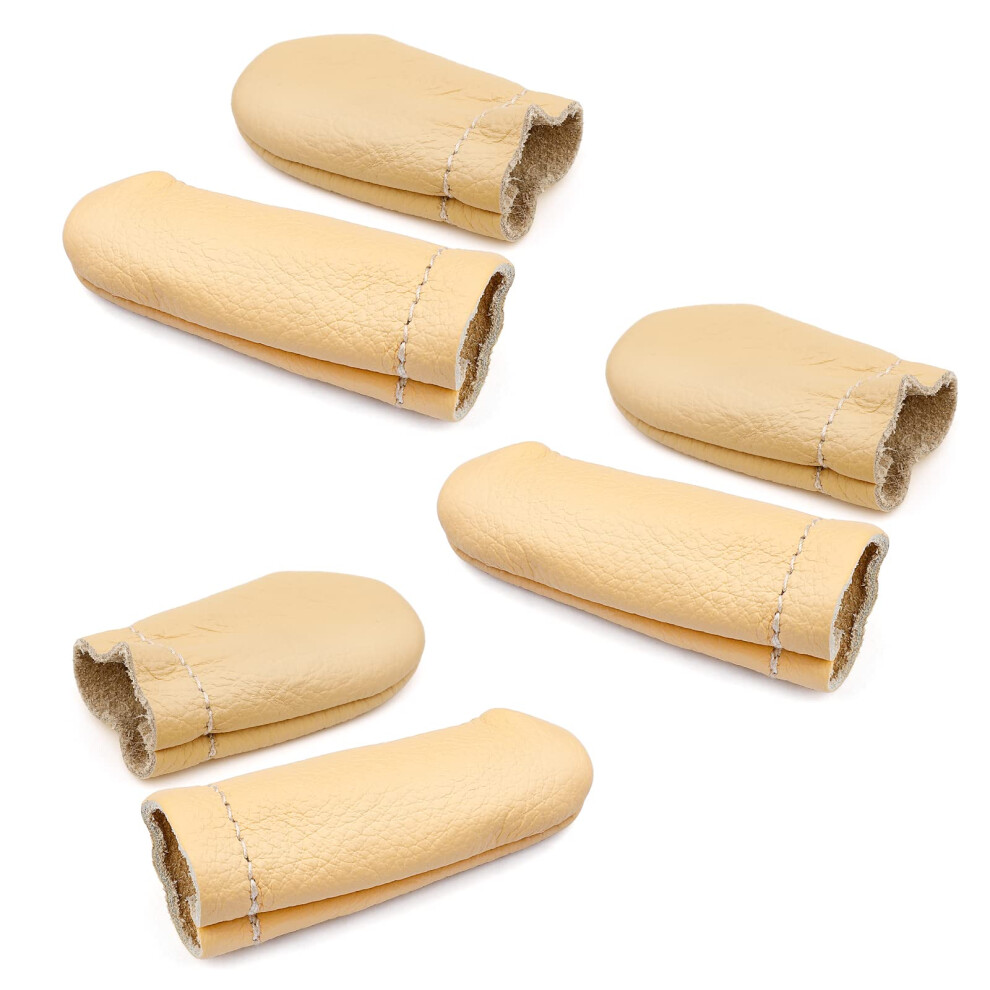 3 Pairs Leather Finger Protector Needle Felting Knitting Finger Thimble Guards Tools for Hand Craft Sewing Needlework Handmaking(Random Color)