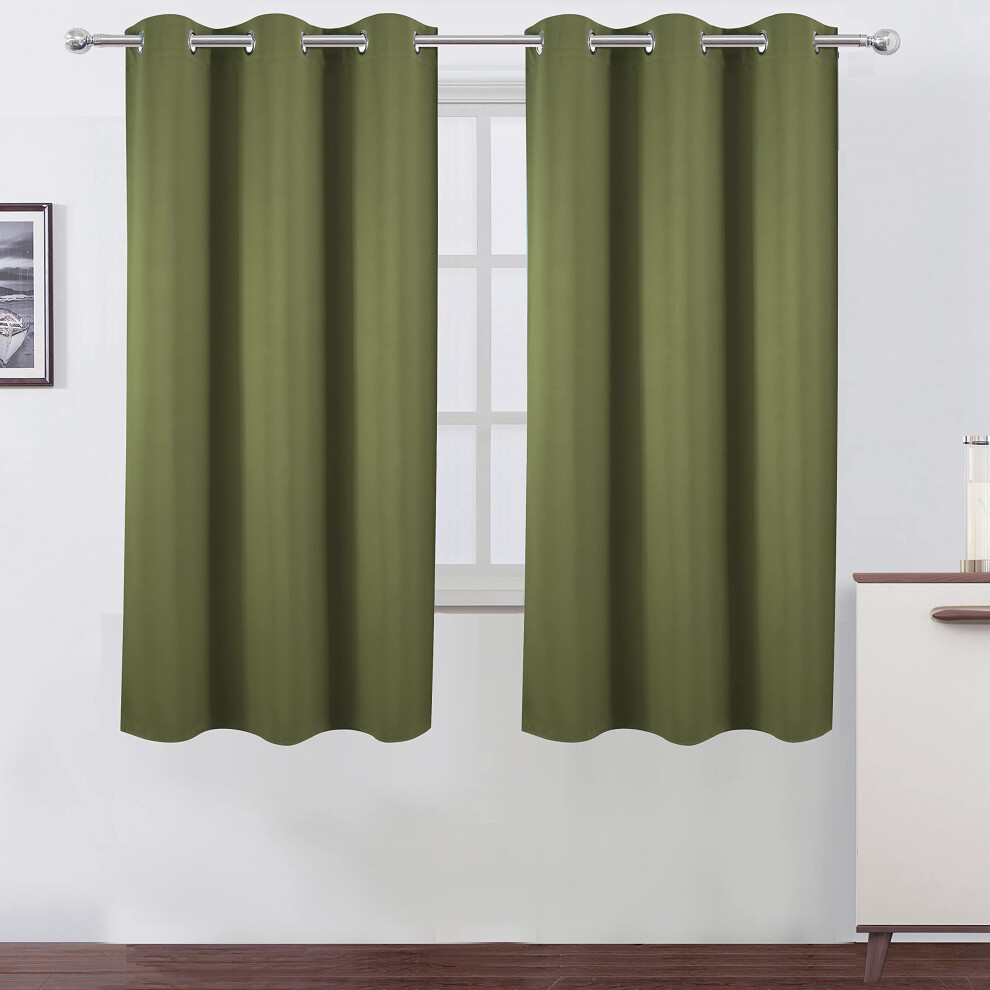 LEMOMO Olive Green Blackout Curtains 42 x 63 Inch Length/Set of 2 Curtain Panels/Thermal Insulated Room Darkening Blackout Curtains for Bedroom-image-OPC-PFN2RMV-NEW