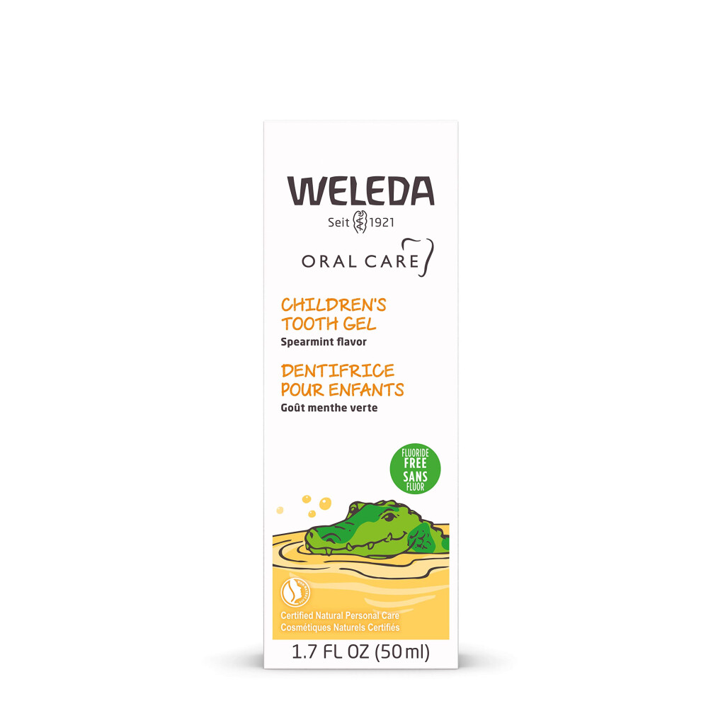 Weleda Oral Care Childrens Tooth Gel  1.7 Fluid Ounce  Fluoride Free  Spearmint Flavor  Plant Rich Toothpaste with Calendula  Silica and Fennel
