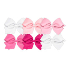 Wee Ones -tytt jen 6-osainen setti, yksiv rist grosgrain-kuviota, erilaisia pakkauksia WeeStay-liukumattomassa hiusklipsussa, valkoinen, vaalean