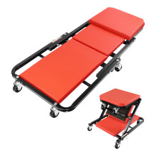 2-in-1 Folding Car Creeper & Mechanics Stool | 6 Smooth 360 Wheels | 150 kg Capacity | Red