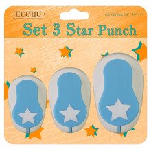 ECOHU SET 3 STAR PAPIR PUNCH 0,3 '' / 0,63 '' / 1 '' Scrapbooking HOLE PUNCHES CRAFTING DESIGN TIL OFFICE SOMMODSER Kort Making DIY fotoalbum.
