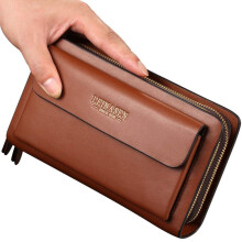 Heren grote lange lederen clutch handtas portemonnee portemonnee reispaspoort zakelijke mobiele telefoon holster creditcardhouder case voor vader man