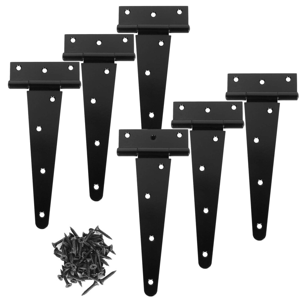 Lot de 6 charni  res    sangle en T de 20,3 cm, robustes, pour porte de grange, abri de jardin, cl  ture en bois, armoire