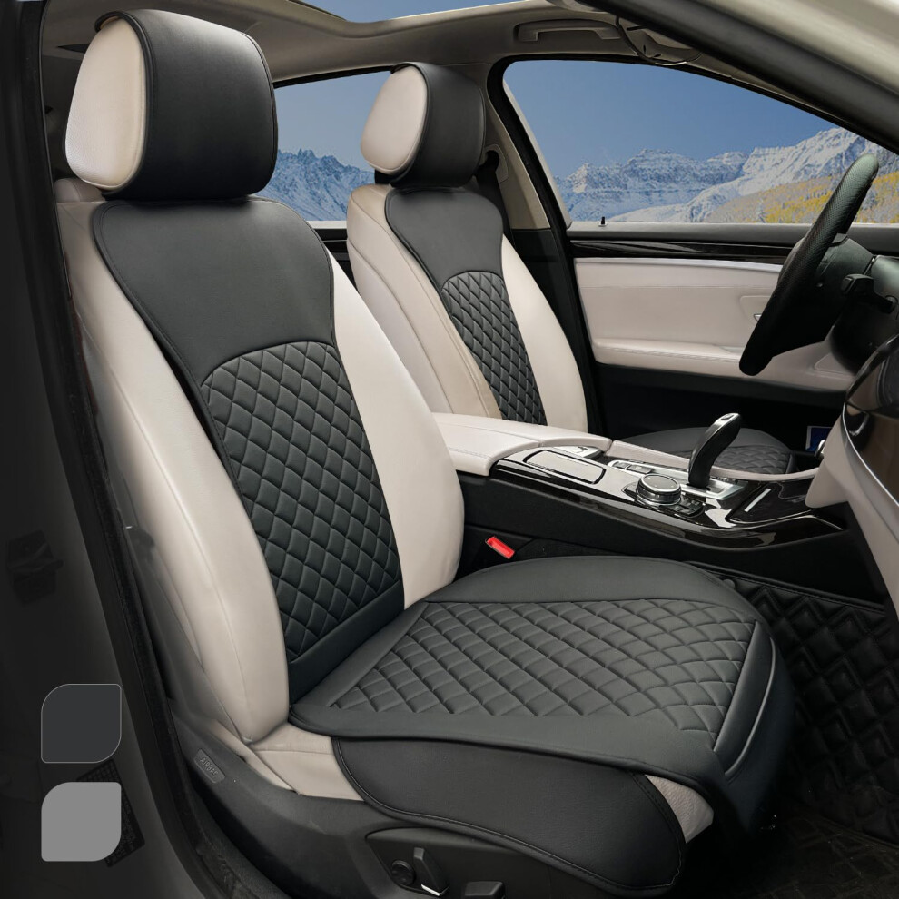 Beitk 2 Pack Leather Front Seat Covers Universal Sideless Car Seat Protectors Waterproof Automotive Seat Cover For Most Cars Trucks Suv(Black) Black 794697721545
