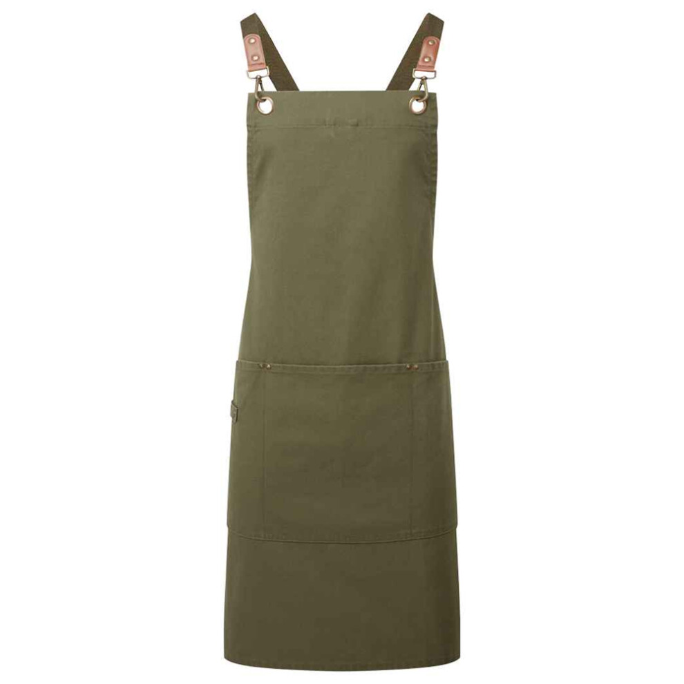 (One Size, Olive Green) Premier Cross Back Clip Bib Apron