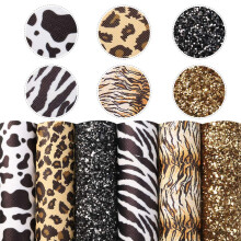 David angie Leopard Cow Animal Pattern Faux Leather Sheet Synthetic Leather Sheet 6Pcs 7.7"""" x 12.9"""" (20 cm x 33 cm) for DIY Projects (Assorted)