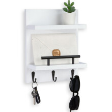 Lucundm Key Holder Wall Mount Mail Decor Decor avec 3 crochets cles Organisateur de mur de bois polyvalent pour le couloir d'entree (8,2 x 10,6 x