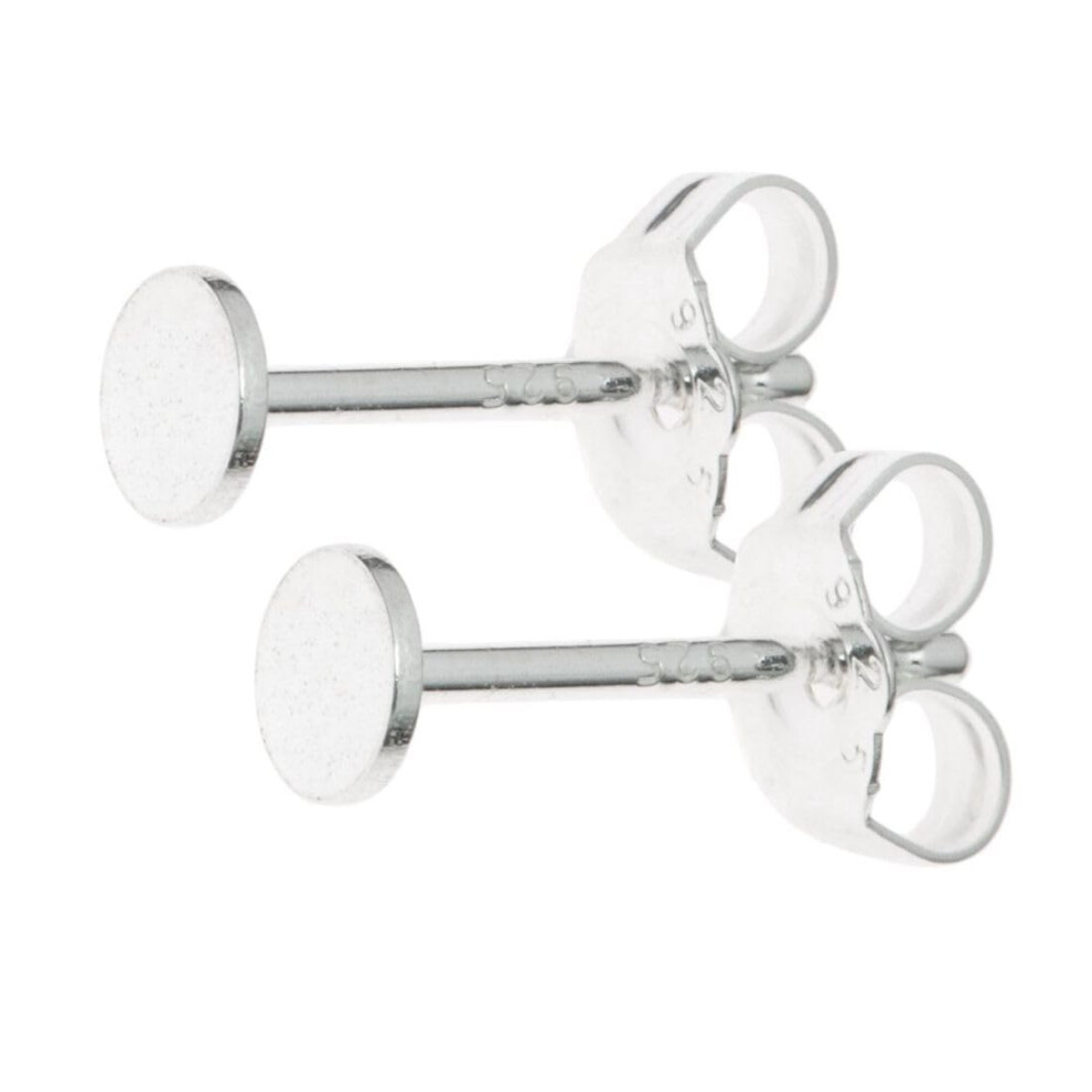 20 Paar Adabele Ohrstecker Aus Echtem Sterlingsilber, 0,7 Mm Stift, 4 Mm (0,16 Zoll), Kleiner Kleber Auf Flachem Pad Mit 40 Ohrmutternverschl Sse-image