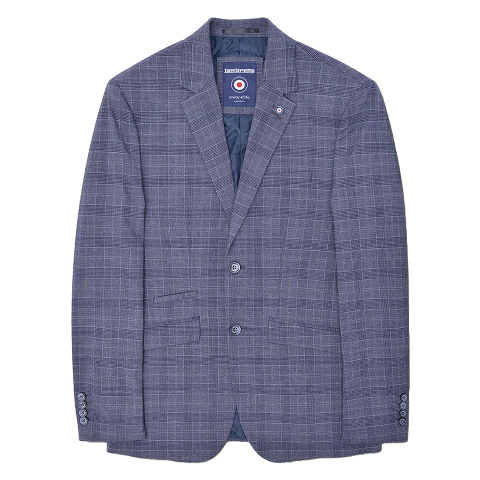 (52 in, Slate) Lambretta Mens Bradley Checked Blazer