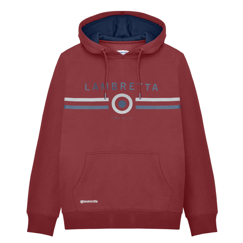 (XL, Burgundy) Lambretta Mens AW24 Contrast Target Hoodie