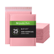 Quality Park Bubble Mailers 8.25 """" x 11 """" Pink Poly Mailers vadderade kuvert Fraktpsar Vattenbestndig sjlvfrsegling 25 per lda (Qua85908)