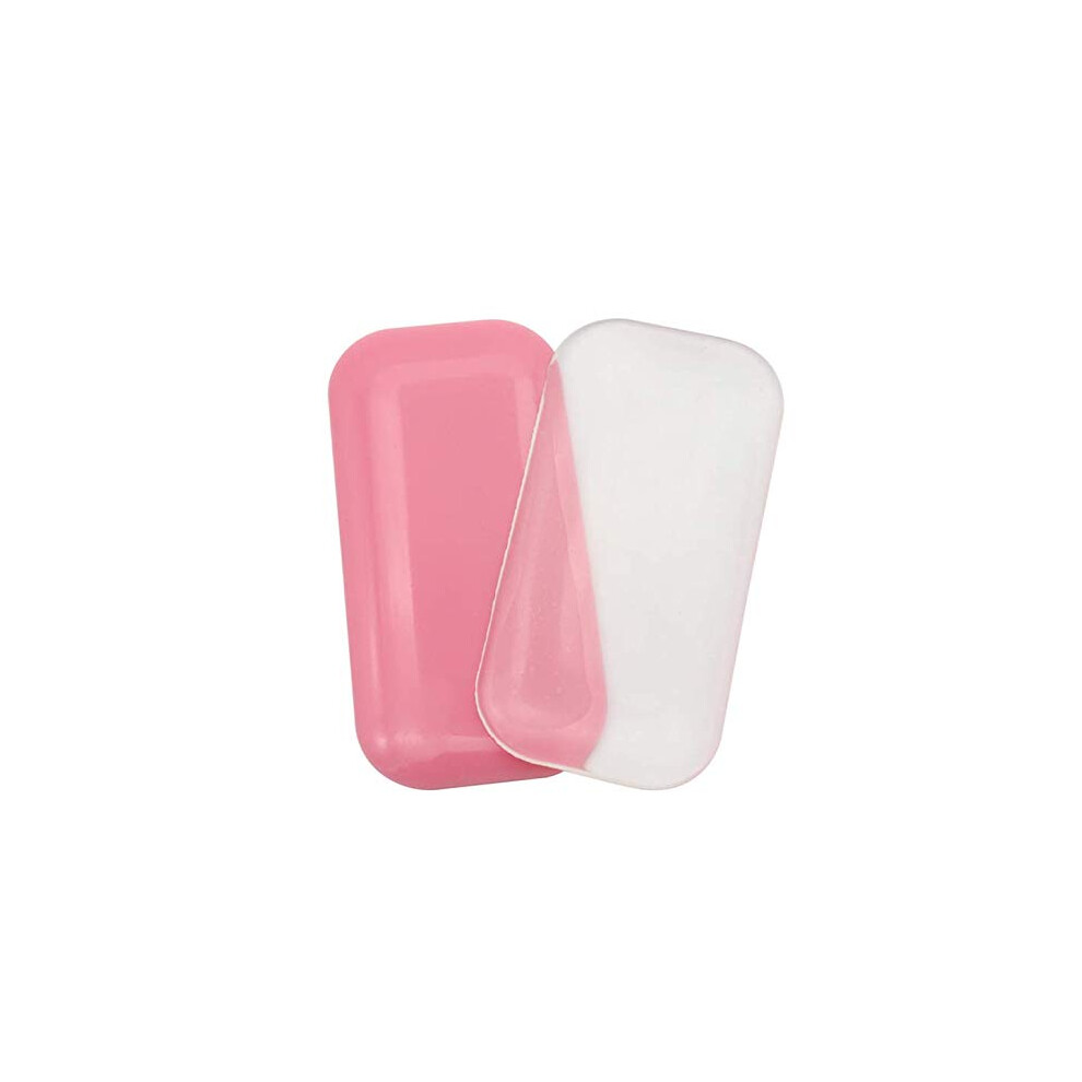 Dnhcll 2 Pcs Reuseable Eye Lashes Pads Pallet Stand Rectangle Soft Silicone Eyelash Extension Pad Eye Lash Glue Stand Tray Holder(Pink And Clear)