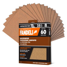 Fandeli | Multi-purpose sandpapir | 60 Grit | 25 ark p? 9 '' x 11 '' | Metal- og tr? sandpapir | V?g sandpapir | H?ndslibning | Orbital Sanders