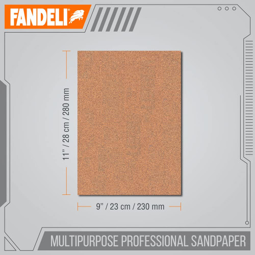 Fandeli | Πολυλειτουργικό Ξύσμα | 60 Grit | 25 Φύλλα 9'' x 11'' | Ξύλα και Μέταλλα 2