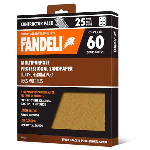 Fandeli | Πολυλειτουργικό Ξύσμα | 60 Grit | 25 Φύλλα 9'' x 11'' | Ξύλα και Μέταλλα 1