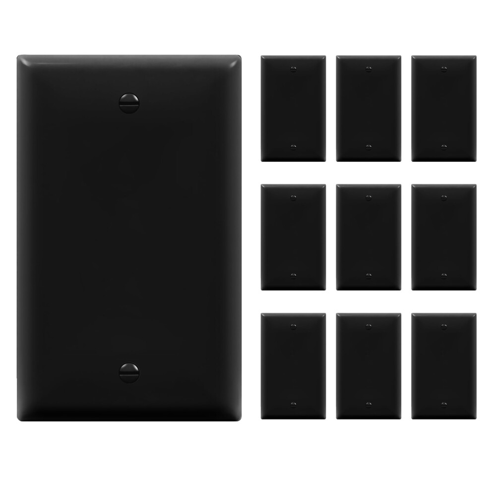 Enerlites Blank Device Wall Plate Gloss Finish Standard Size 1-Gang 4.50"""" X 2.76"""" Polycarbonate Thermoplastic 8801-Bk-10Pcs Black (10 Pack) 883951460907