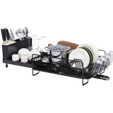 Runnatal grand plat de schage vaisselle avec ensemble de drainage Streot extensible porte-ustensile porte-gobele