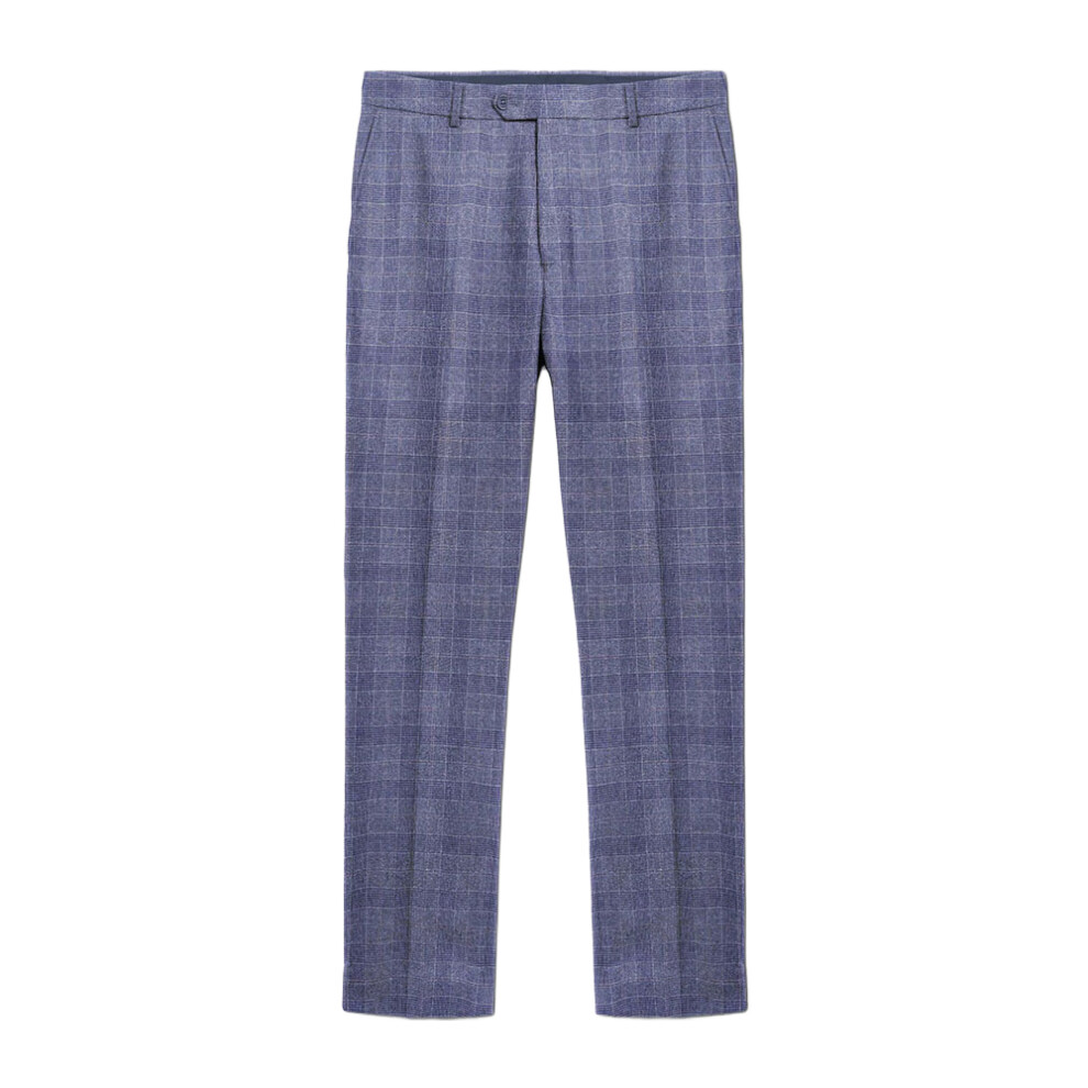 (32R, Slate) Lambretta Mens Bradley Checked Suit Trousers