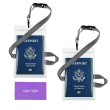 Gennemsigtig pas -id -badgeholder ekstra stor 6x4 """" med 17 """" Neck Lanyard - 2 Pack Bundle -With Safe Flight Retail Packaging and Cleaning Cloth