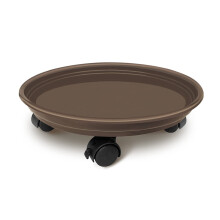 JzNova Plantenpallet Caddy met wielen Ronde bloempotverplaatser Binnenrollende plantenbak Dolly op wielen Buitenplantenbak Trolley Tray Coaster Bruin