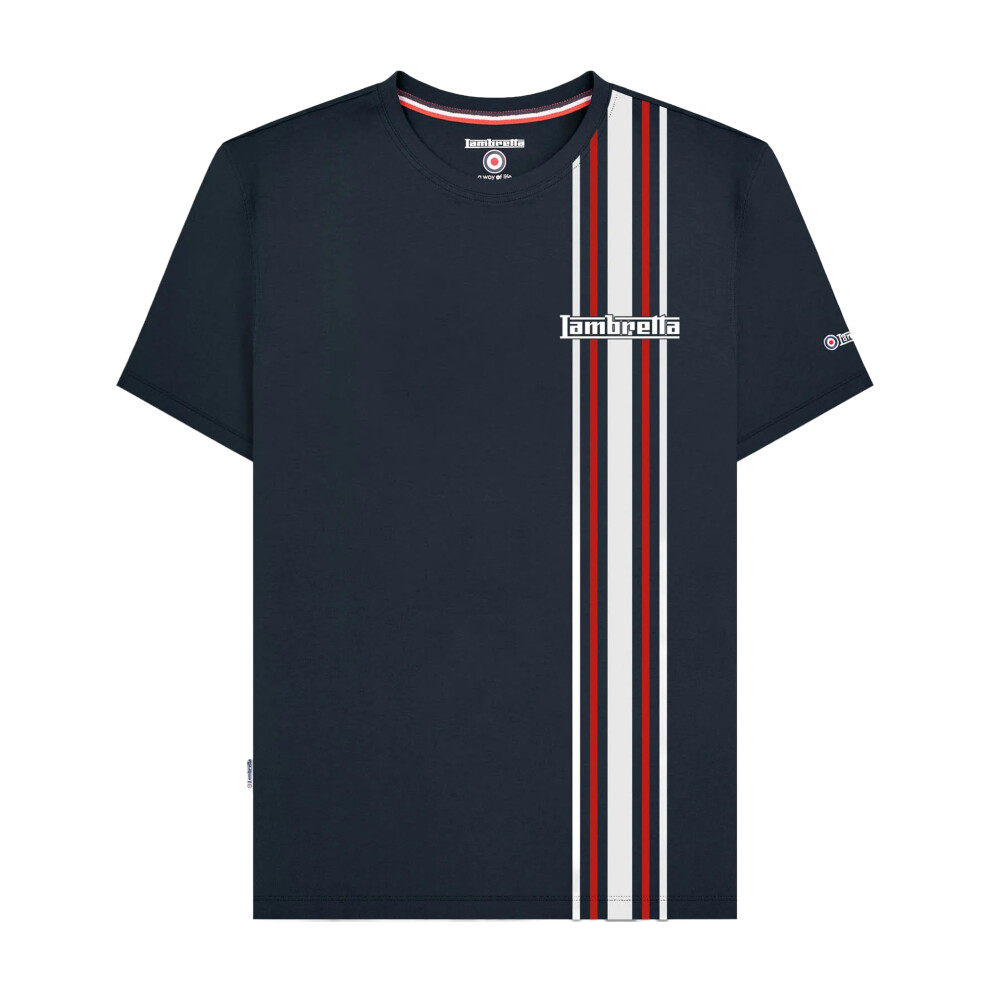 (M, Navy) Lambretta Mens SS25 Side Stripe T-Shirt
