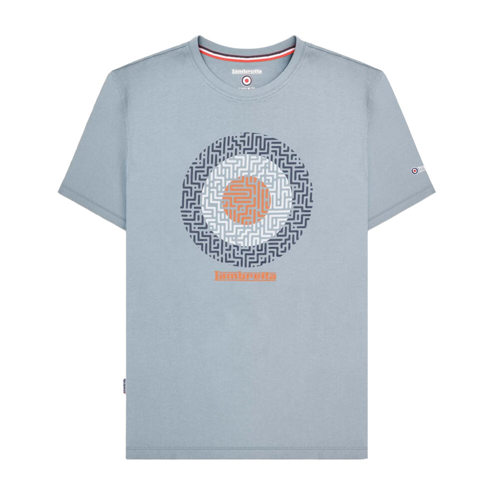 (M, Dusky Blue) Lambretta Mens SS25 Geometric T-Shirt