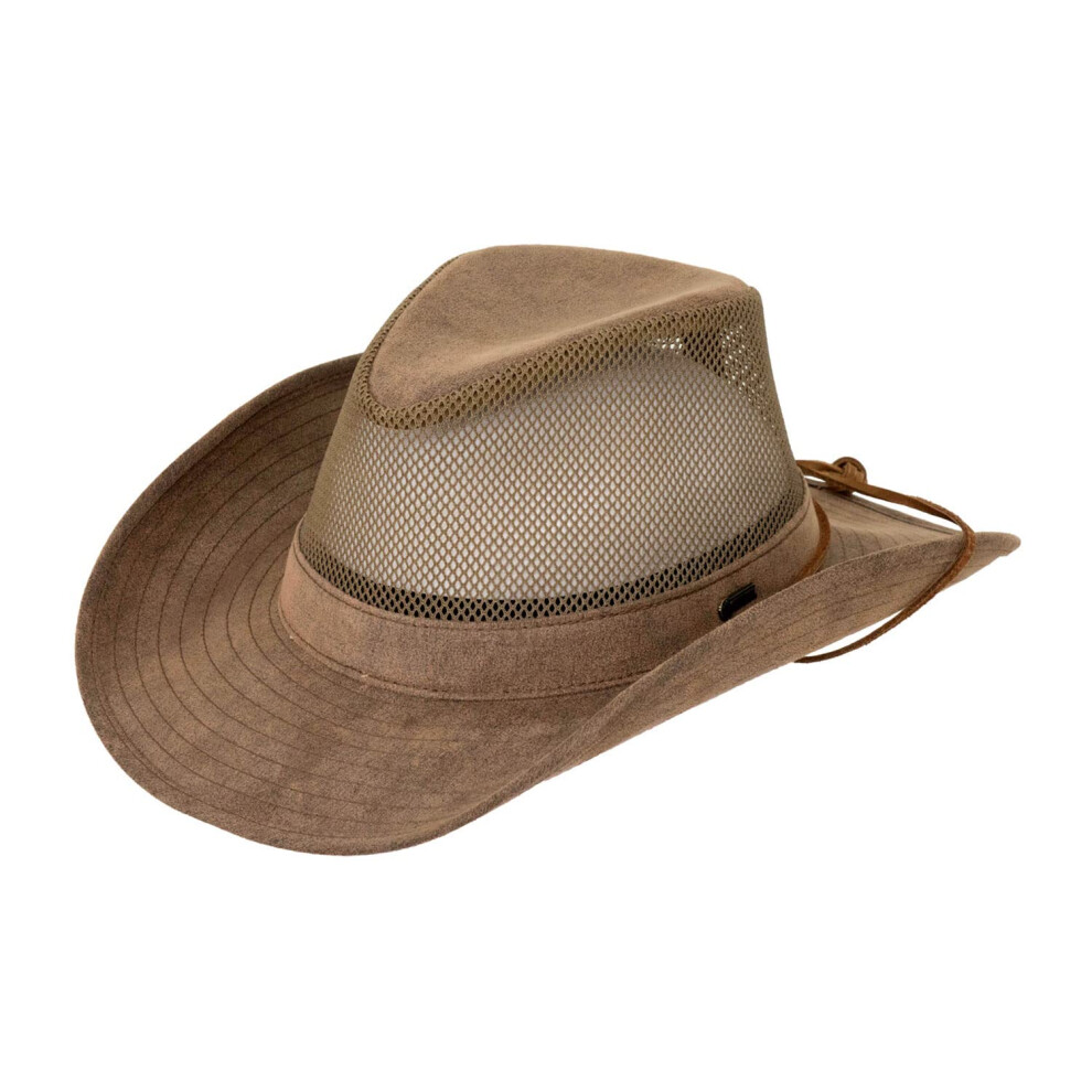 Outback Trading Unisex Adult's Knotting Hill Canyonland Durable Breathable Brown Cowboy Hat with Wire Brim  Mesh Crown & Chin Cord  Brown  X-Large