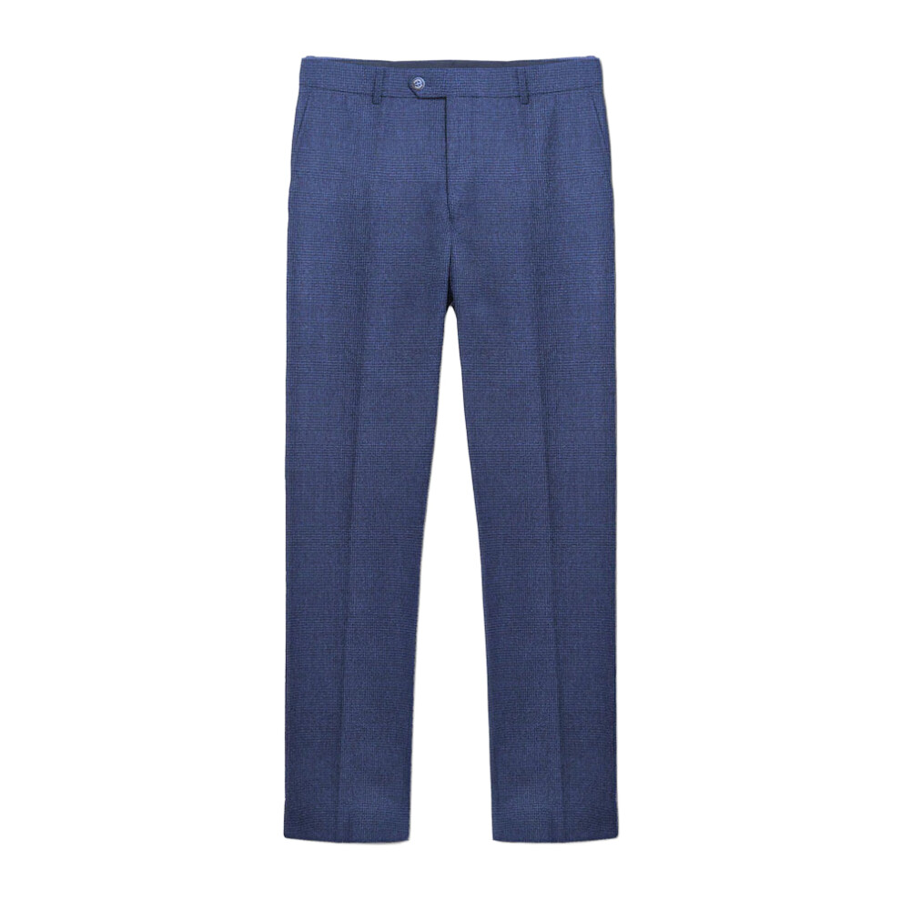 (30R, Navy) Lambretta Mens Spencer Checked Suit Trousers