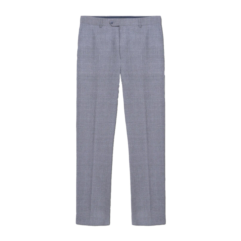 (31R, Grey) Lambretta Mens Dawson Checked Suit Trousers
