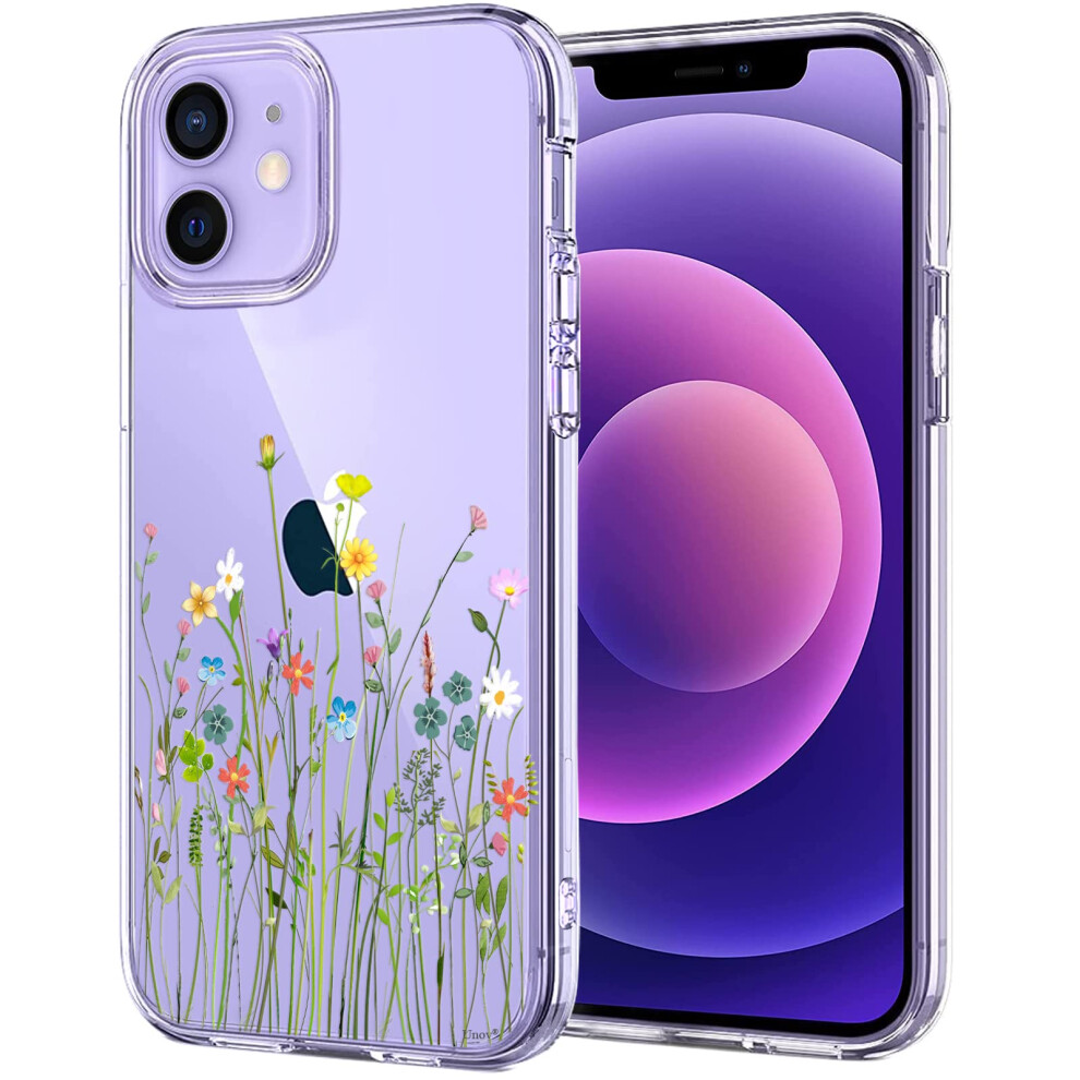 Unov Case Compatible With Iphone 12 Iphone 12 Pro Case Clear With Design Slim Protective Soft Tpu Bumper Embossed Pattern 6.1 Inch (Flower Bouquet) 6972595134665
