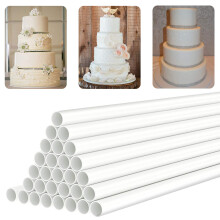 FurRain White Plastic cake Dowel Rods for Tiered cake construction and Stacking Supporting cake Round Dowels Straws with 04 Inch Diameter (12 Inch)