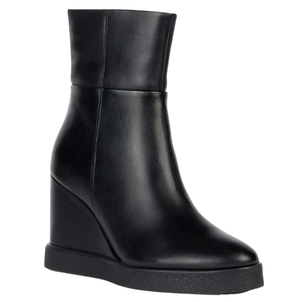 (5 UK, Black) Geox Womens/Ladies D Eildea B Patent Leather Wedge Ankle Boots