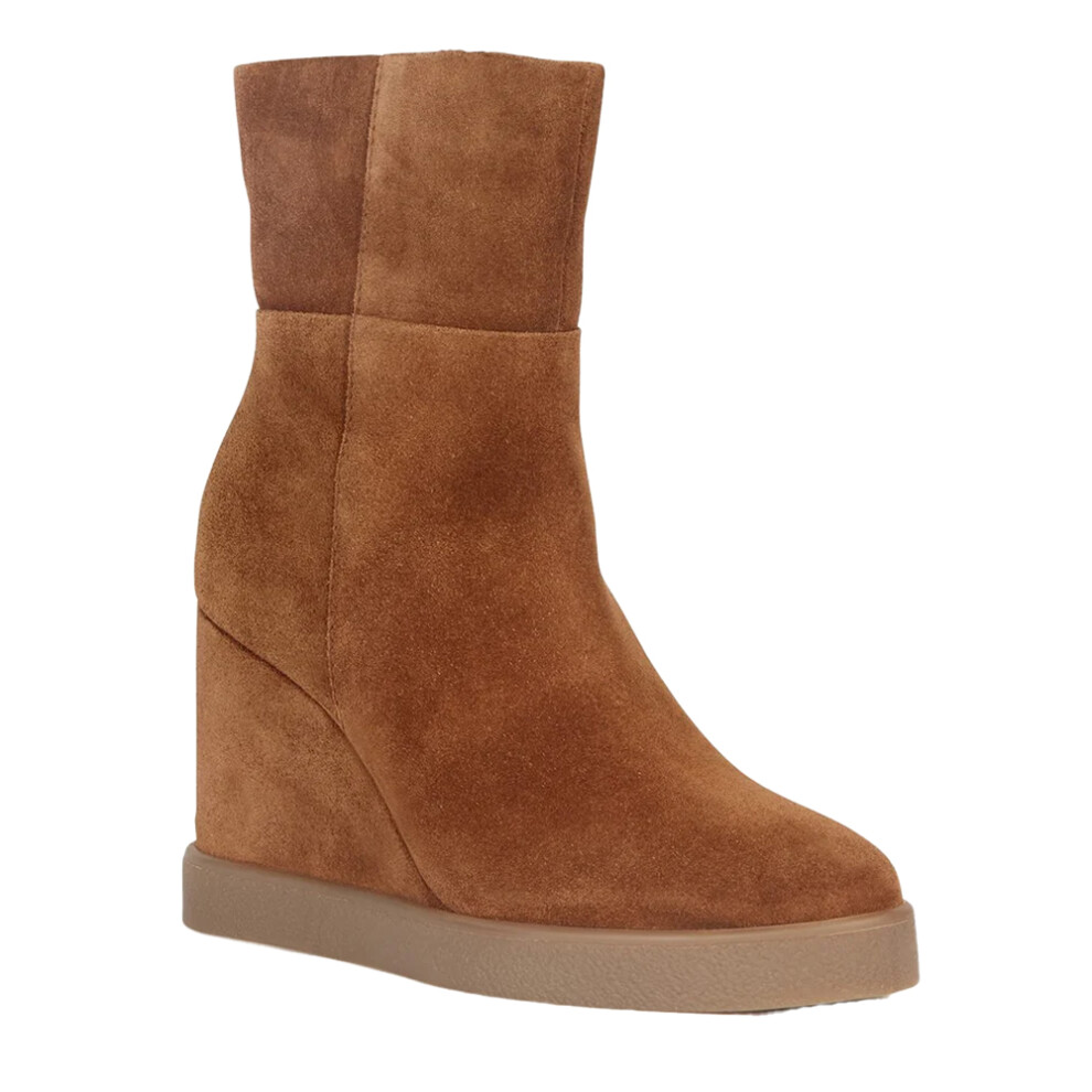 (6 UK, Dark Camel) Geox Womens/Ladies D Eildea B Patent Leather Wedge Ankle Boots