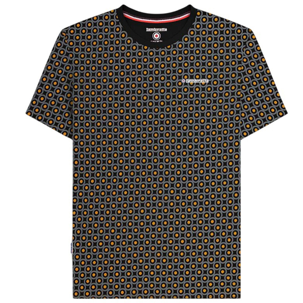 (XL, Black) Lambretta Mens Geometric T-Shirt
