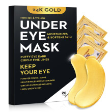 Bukamkom 20 Pairs 24K Gold Eye Mask Collagen Under Eye Mask Patches for Dark Circle Puffiness Refresh Revitalizing Travel Wrinkles Eye Patches