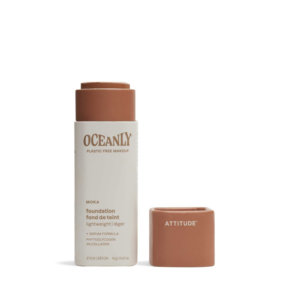 Attitude Oceanly Light Coverage Foundation Stick Titanium Dioxide-Free Ewg Verified Plastic-Free Vegan & Cruelty-Free Makeup Moka 0.42 Ounces