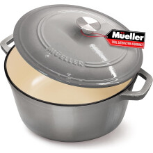 Mellerhome 4.5 QT Emaljeret støbejern Hollandsk ovnstungt gryderet og Braiser Pan med låg og rustfri knob