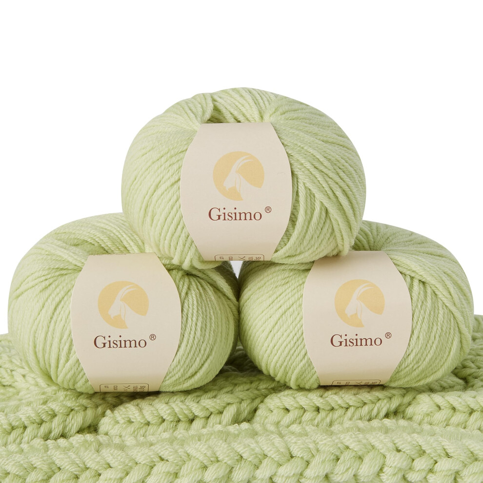 Gisimo 100% Przedzy Welny Merynosowej 6-Warstwowa Luksusowa I Miekka Przedza Do Recznego Dziania I Szydelkowania 1,76 Uncji/50G 127 C/116 Metr-image