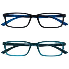 OPULIZE Vedi Occhiali con Blocco Luce Blu 2 Pacchi Montatura Stretta Cerniere a Molla Computer Gaming Antiriflesso Nero Turchese Uomo Donna BB9-1Q