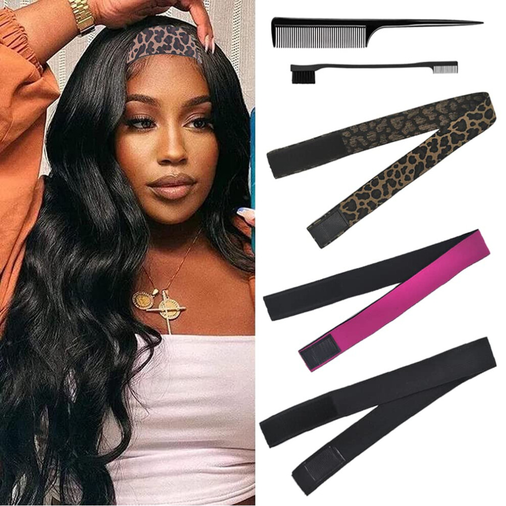 Aifihiyi Unisex Not,Specified Elastic Bands Set For Wigs And Lace Frontals - 3 Pieces With Rat Tail Comb, Edge Brush, Melting Band For Laying Edges And Keeping In Place