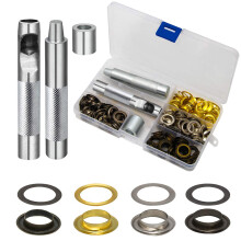 1/2 tum GROMMET KIT 100 SET LUXIV GROMMETS EYELETS 12mm Sy Eyelets Gold Silver Black Metal Grommet Kits 4 Frger med verktyg och frvaringslda